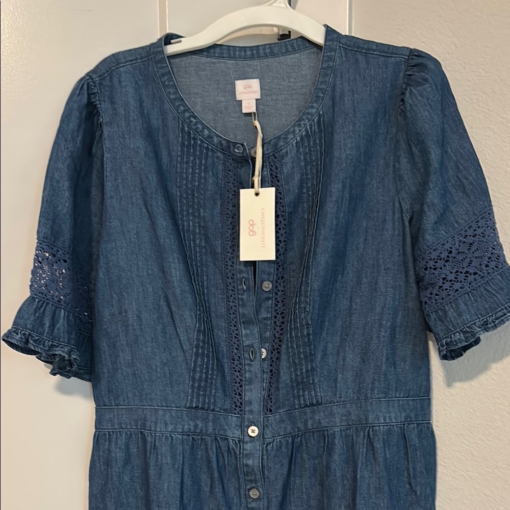 Limited Edition GapX collection Denim Dress with Lace Accents